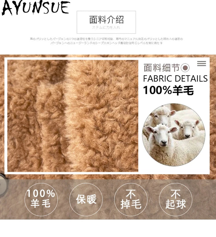 Chaqueta Lana Mujer Natural - Chaqueta Cordero Cuello V Media Largo 2025