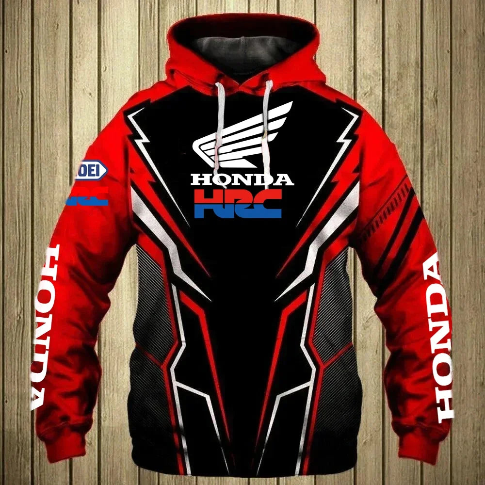 Sudadera Honda Logo 3D Hombre - Hoodie Streetwear Racing Outdoor
