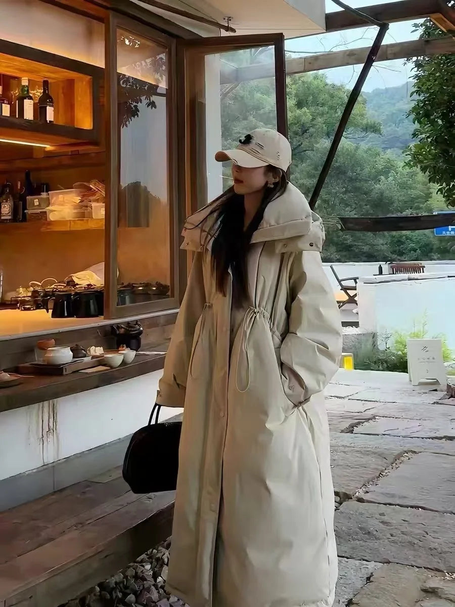 Abrigo Plumón Mujer Capucha - Abrigo Trench Medio Largo Pato Invierno