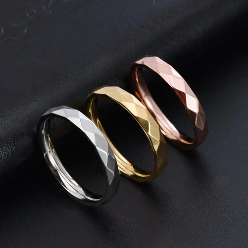 Anillo Apilable Acero Inoxidable - Multifacético Boda Mujer Talla 5-10