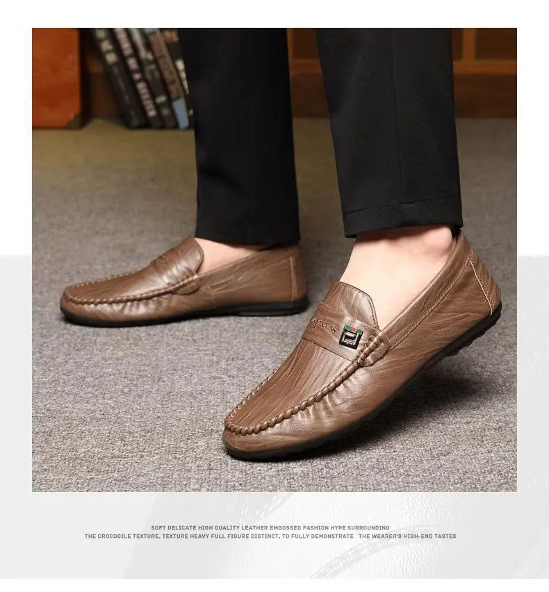 Mocasines Hombre Blancos Cuero - Vestir Casual Slip-On Primavera Otoño Designer