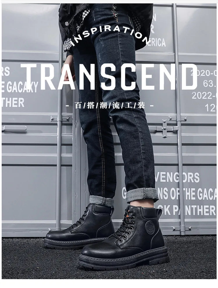 Botas Motociclista Hombre - Botines Plataforma Trabajo Invierno Senderismo