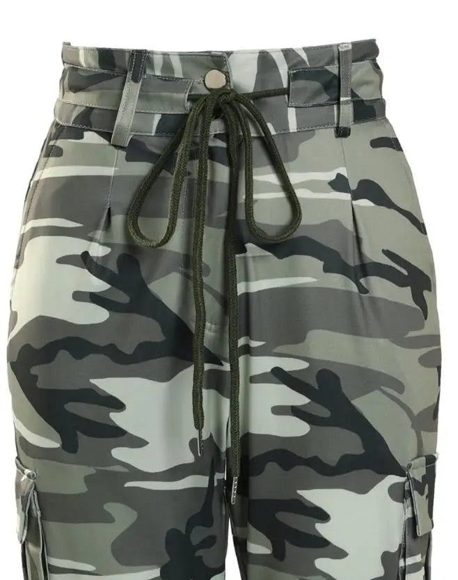 Pantalón Cargo Mujer Camuflaje - Pantalón Primavera Cintura Alta
