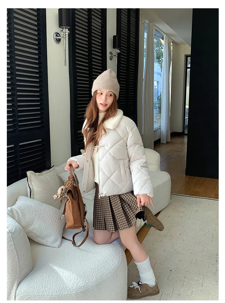 Chaqueta Algodón Mujer Tendencia - Chaqueta Estilo Chino Cuello Lana 2025