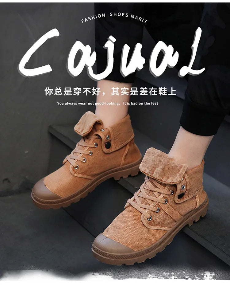 Botines Hombre Outdoor Canvas - Botas Casual Transpirables Cordones