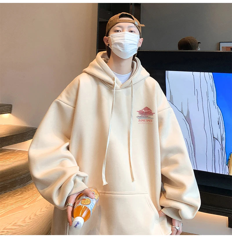 Sudadera Hombre Oversized Blanca 5XL - Hoodie Plain Casual