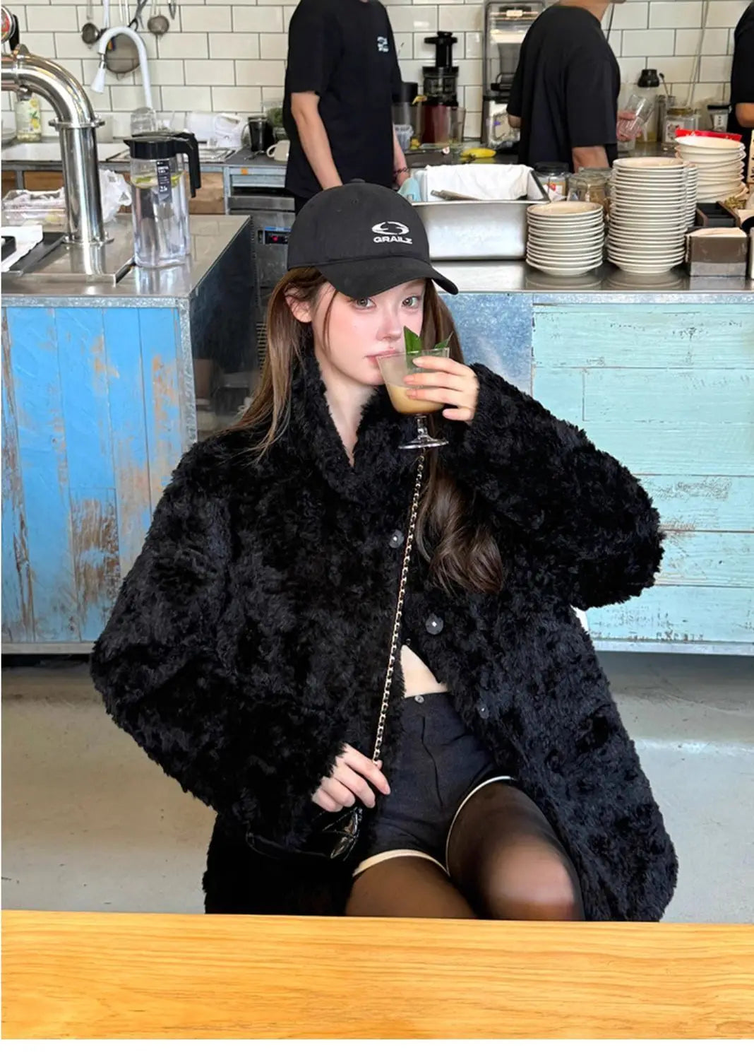 Chaqueta Piel Cordero Mujer Eco - Chaqueta Cuello Alto Coreana Invierno 2025