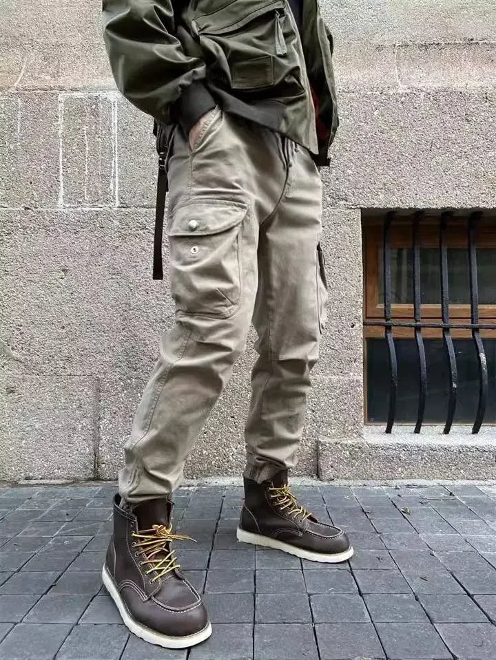 Pantalones Cargo Hombre Trekking - Motocicleta Gris Hiking Outdoor Coreano