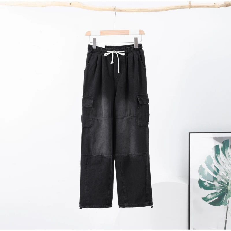 Vaqueros Cargo Y2K Baggy para Hombre - Jeans Pierna Ancha Ajustables Hippie Streetwear