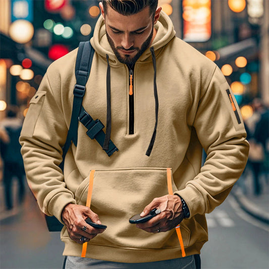 Sudadera Hombre Capucha Streetwear - Hoodie Otoño Invierno Punk Zip Up