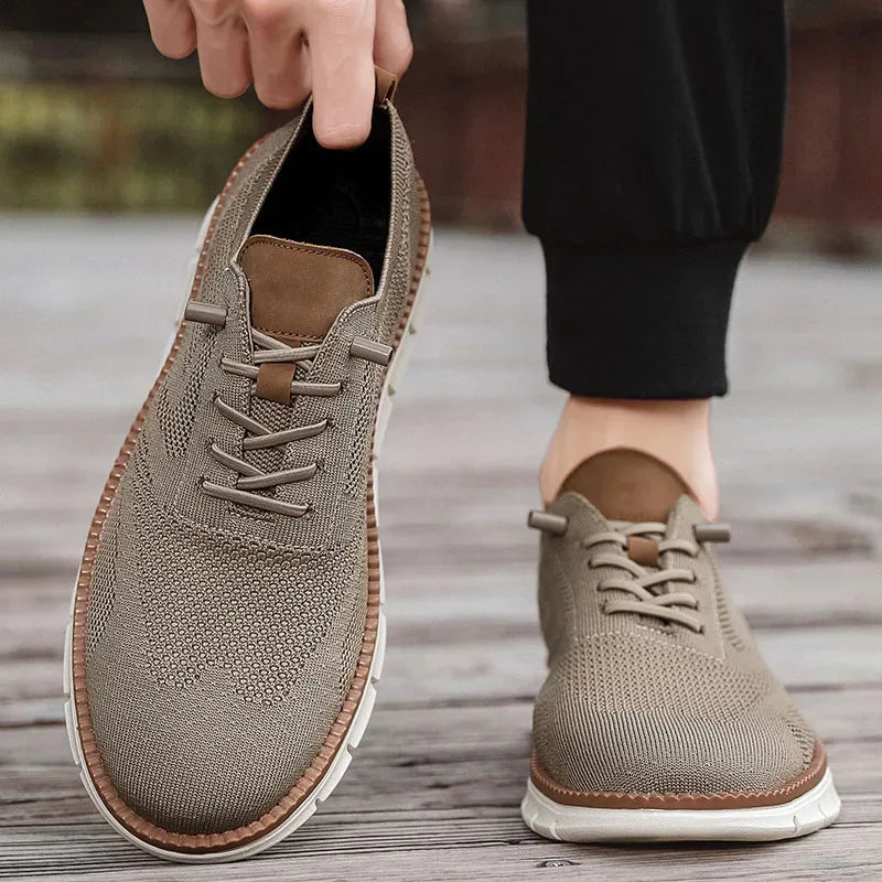 Zapatos Hombre Casual Clásicos - Transpirables Brogue Planos Acolchados Vestir Sneakers Ligeros