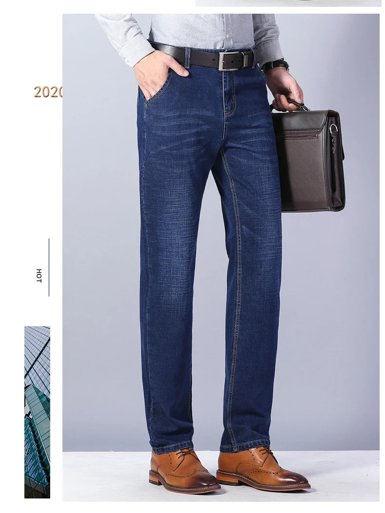 Vaqueros Hombre Business Stretch Slim - Jeans Casuales Clásicos Negro Azul