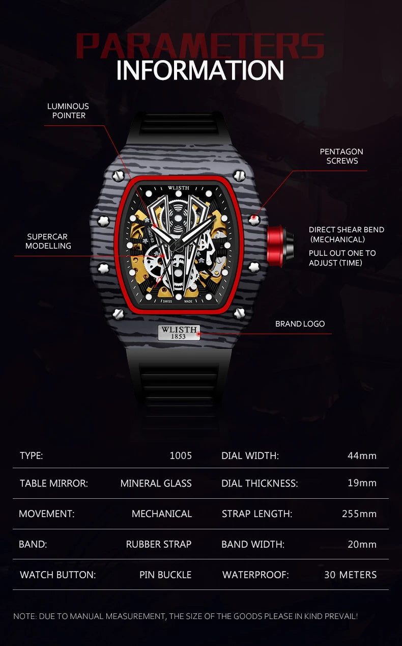 Reloj Mecánico Automático Barrel Type - Resistente al Agua Luminoso Business