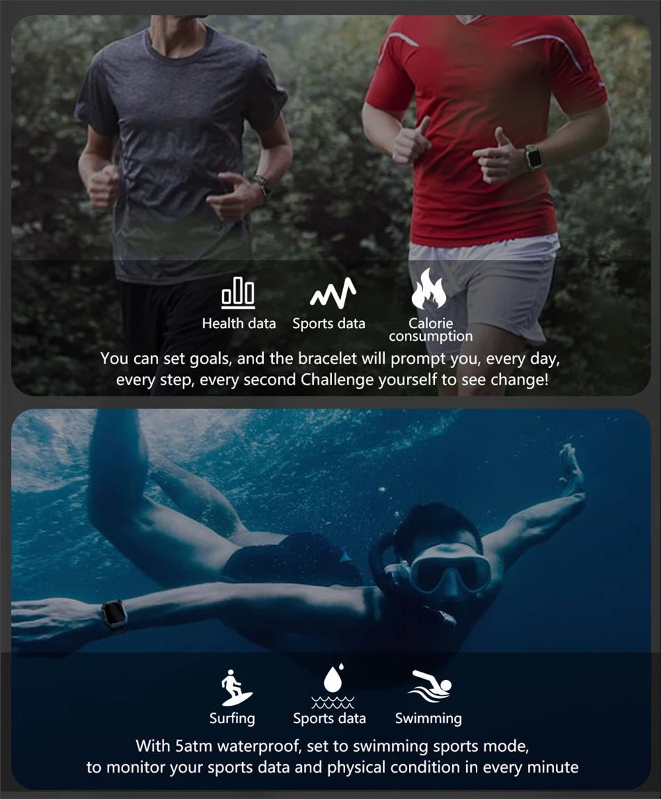 Smartwatch IP68 ATM Natación - Deportivo Outdoor Fitness Tracker Salud para Android iOS