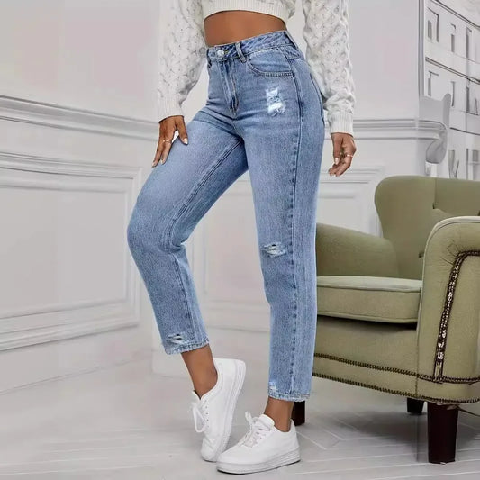 Vaqueros Mujer Rotos Primavera Verano - Jeans Pierna Recta Casual