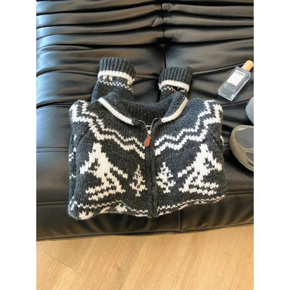 Cárdigan Mujer Navidad Punto Retro - Holgado Manga Larga Otoño Invierno