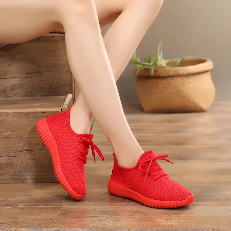 Sneakers Vulcanizados Mujer 2024 - Zapatillas Gimnasio Fitness Walking Negros Rojos