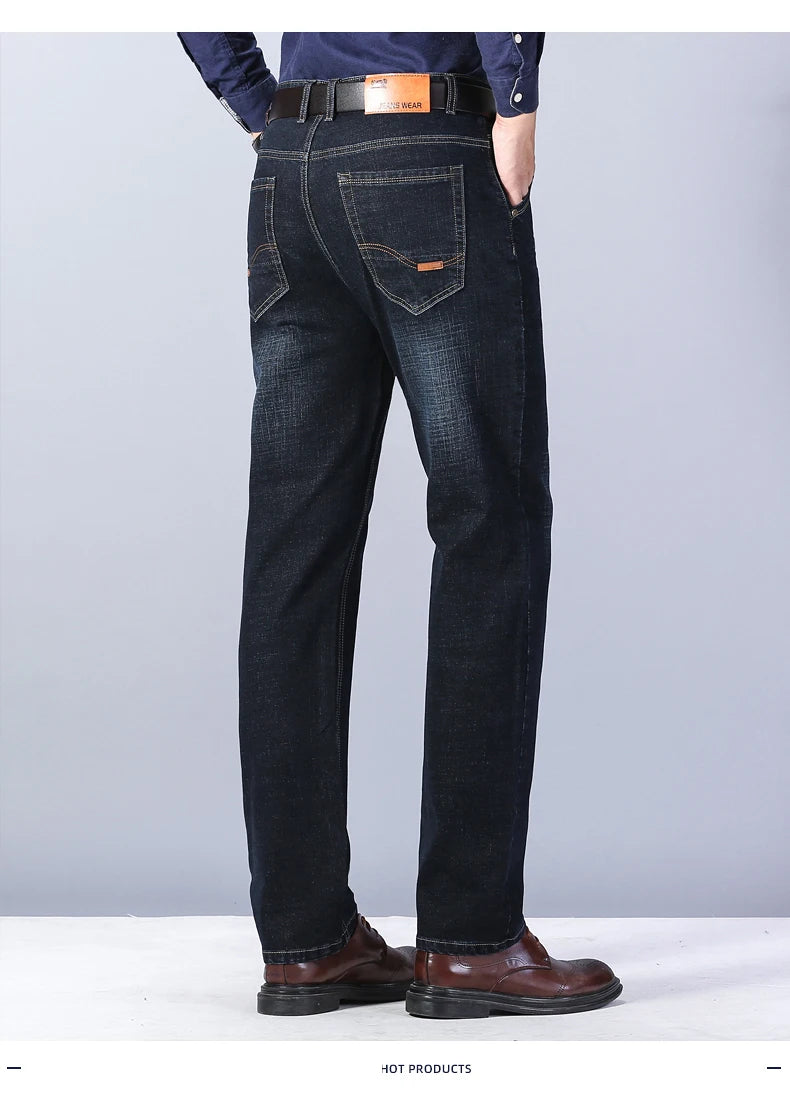 Vaqueros Hombre Business Stretch Slim - Jeans Casuales Clásicos Negro Azul