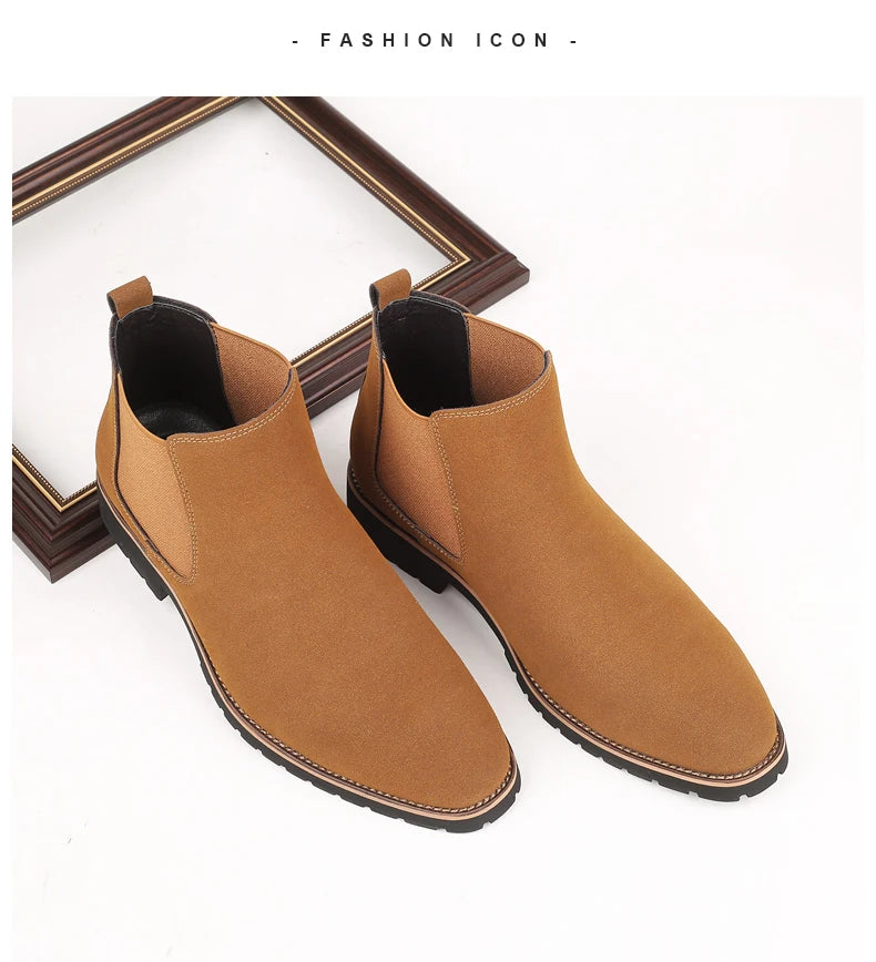 Botines Hombre Fashion Chelsea - Cuero Tobillo Casual Negros Outdoor High-Top Boda