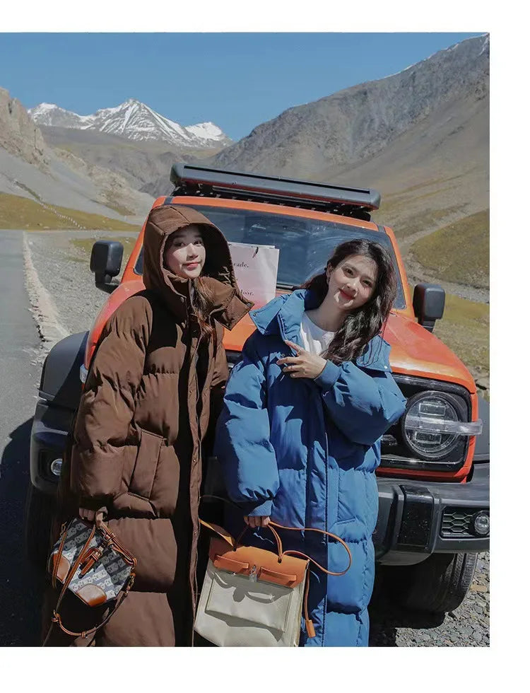 Abrigo Mujer Invierno 2025 Coreano - Largo Rodilla Capucha Tallas Grandes