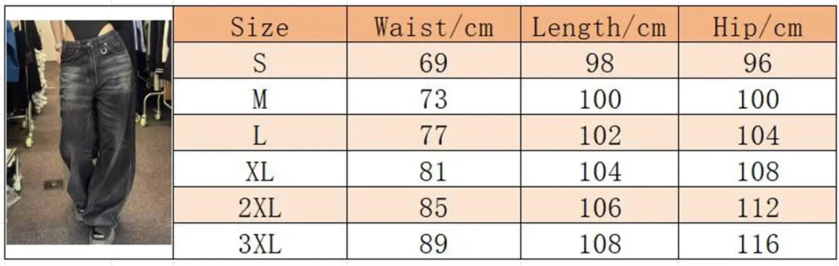 Jeans Vintage Negro Mujer - Pantalones Anchos Cintura Alta Baggy Y2K