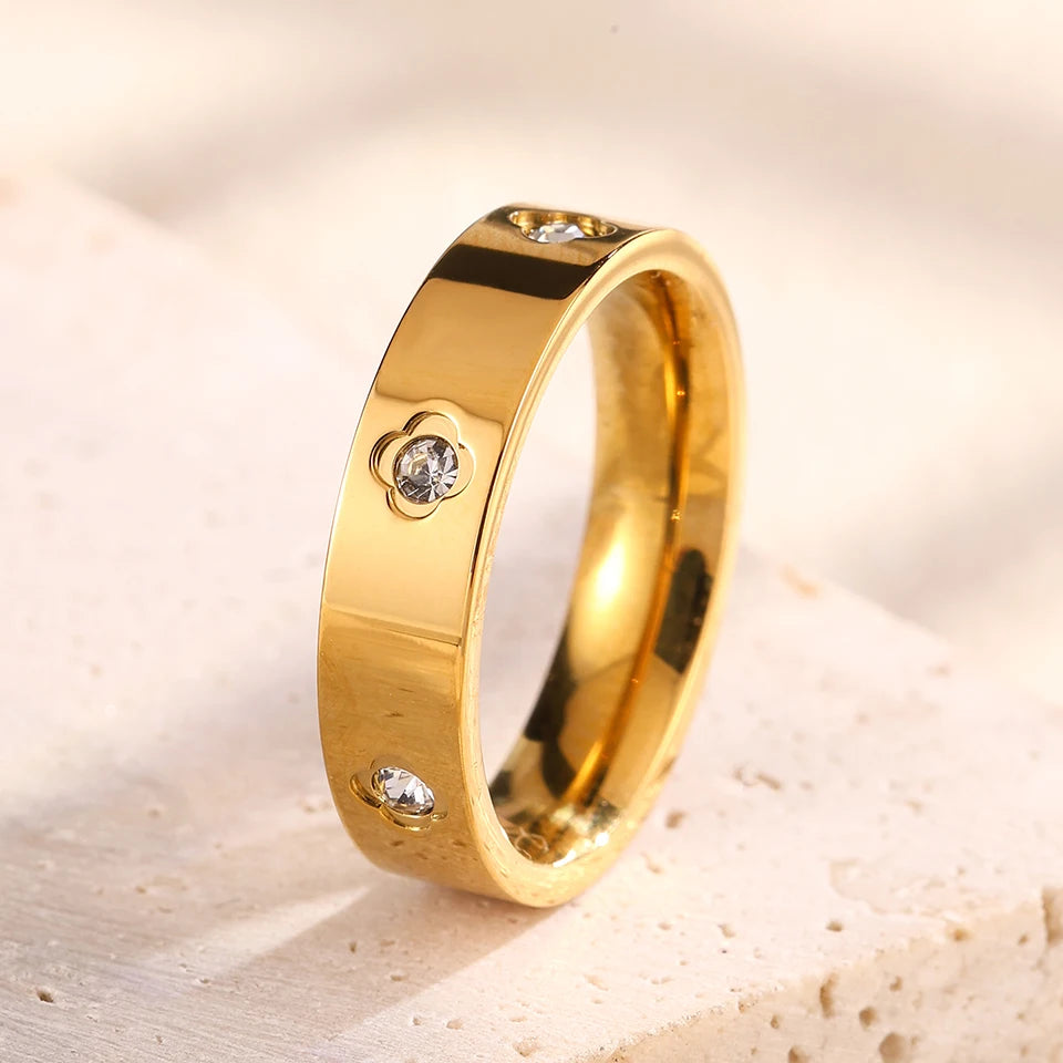 Set Anillos Multicapa Acero Inoxidable - Circonita Apilables Mujer