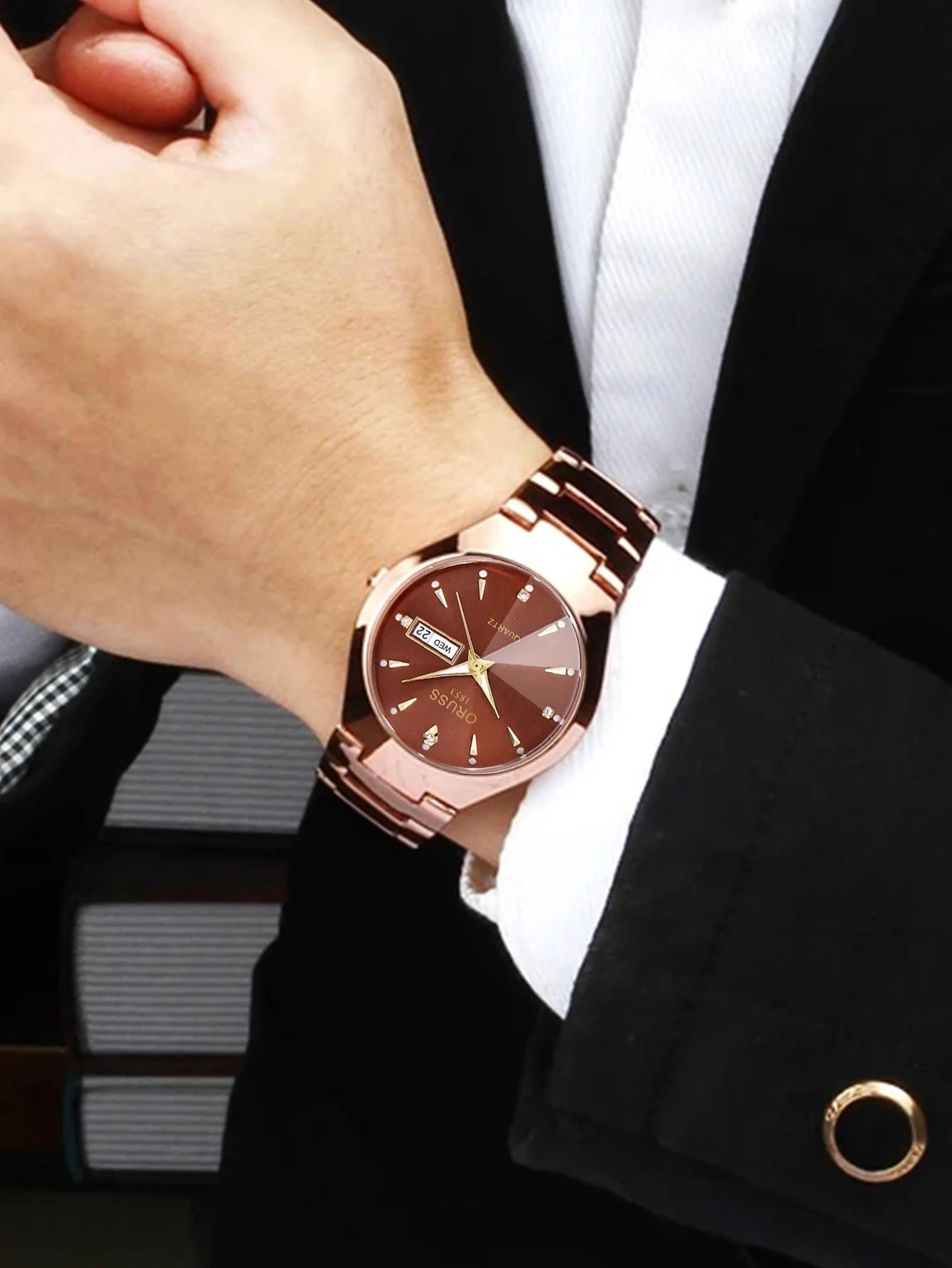 Reloj ORUSS para Pareja - Cuarzo Luxury Acero Inoxidable Resistente al Agua