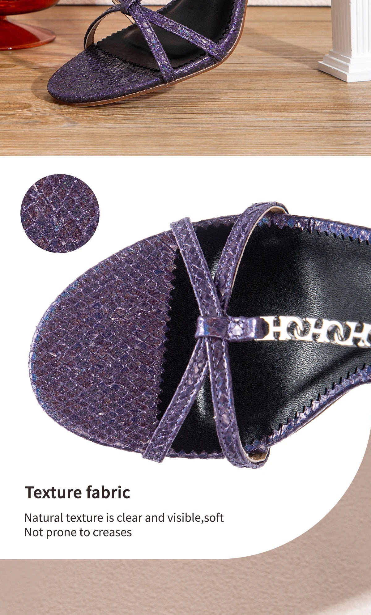 Sandalias Tacón Mujer Tiras CHCH - Zapatos Cordones Punta Cuadrada Fiesta