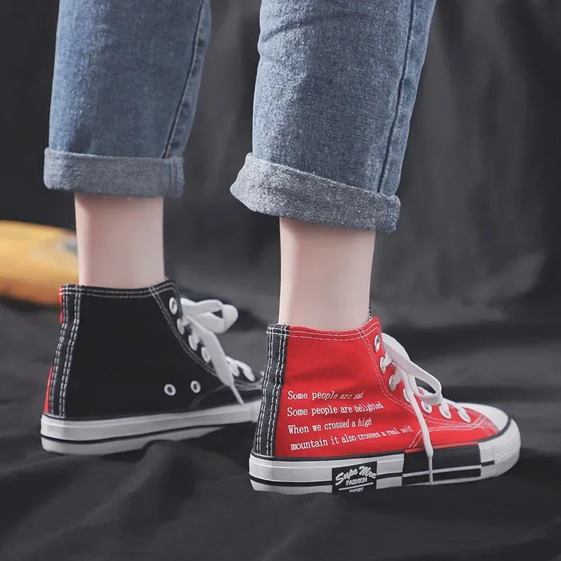 Sneakers High Top Mujer Designer - Zapatillas Canvas Plataforma Talla Grande