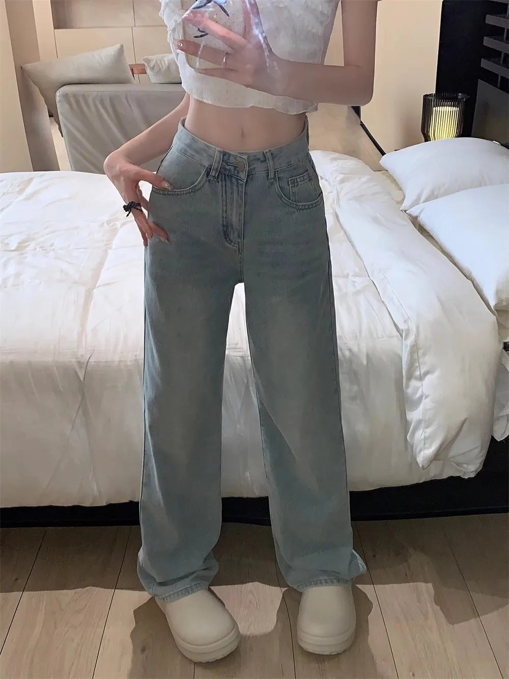 Jeans Rectos Mujer Adelgazantes - Pantalón Hong Kong Holgado