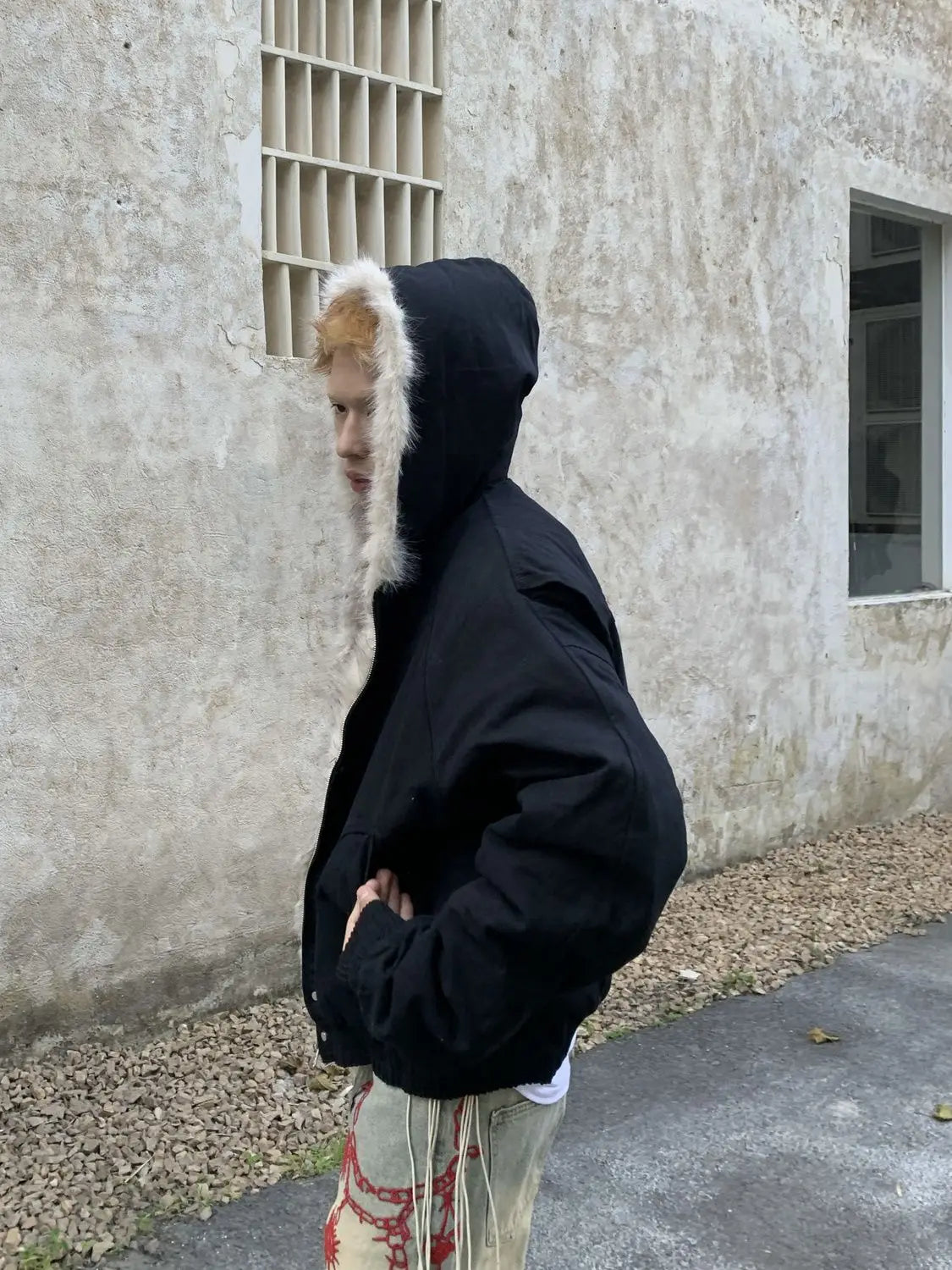 Sudadera Y2K Oversized Hombre - Hoodie Hip Hop Fox Fur Zipper Kpop