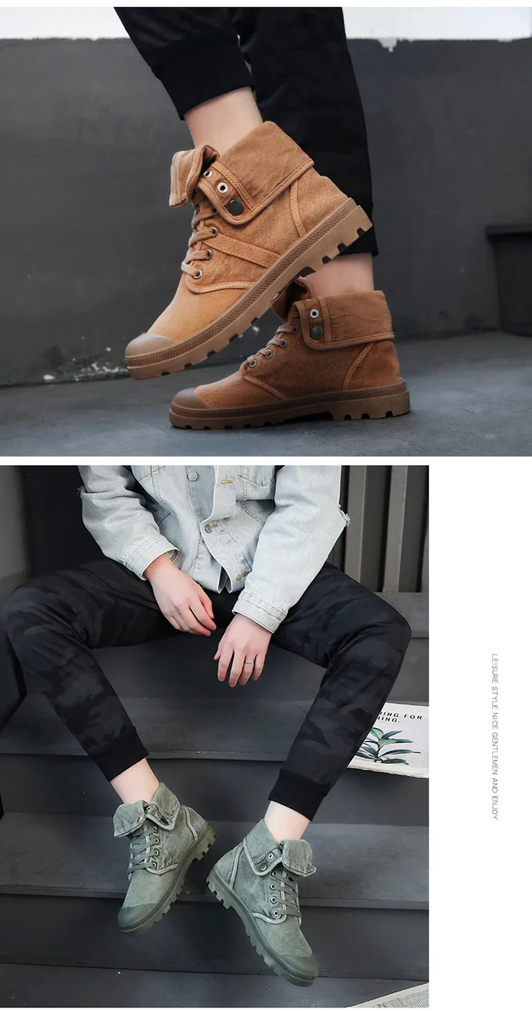 Botines Hombre Outdoor Canvas - Botas Casual Transpirables Cordones