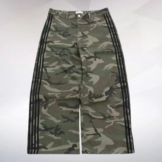 Vaqueros Hombre Camuflaje Pierna Ancha - Pantalones Sueltos Oversize Retro Streetwear