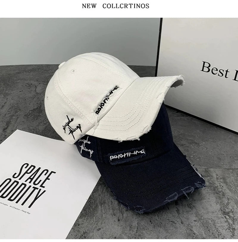 Gorra Baseball Vintage Bordado Letras - Cap Ajustable Primavera Verano Unisex