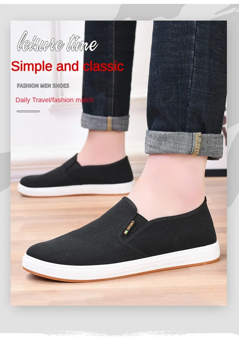 Sneakers Canvas Hombre Slip-On - Zapatillas Casual Vulcanizadas Ligeras Sin Cordones