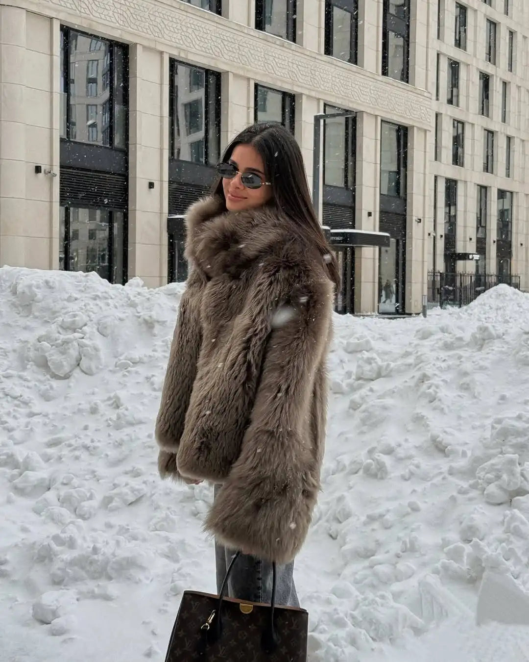 Chaqueta Piel Mujer Color Sólido - Chaqueta Cuello Alto Botón 2025