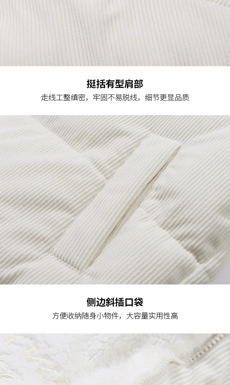 Chaqueta Hombre Invierno Pana Cordero - Parka Denim Outdoor Cálida Holgada