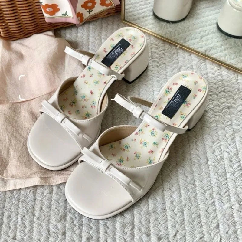 Sandalias Tacón Cuadrado Mujer Verano - Zapatos Elegantes Punta Cuadrada