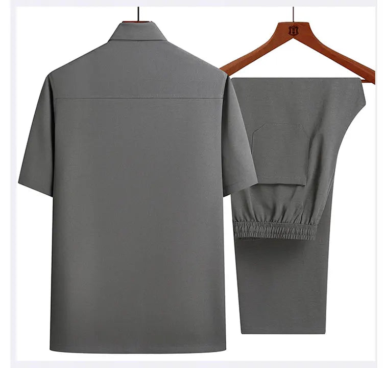 Conjunto Hombre Camisa y Pantalones 2025 - Set Deportivo Casual Estilo Chino Verano