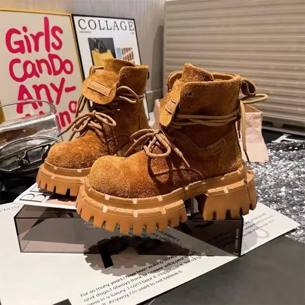 Botas Tobillo Mujer 2025 Plataforma - Chunky Ante Sneakers Deportivas Invierno