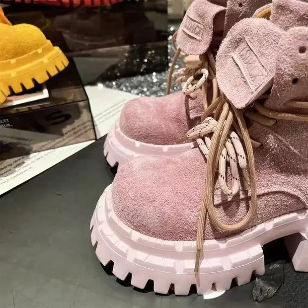 Botas Tobillo Mujer 2025 Plataforma - Chunky Ante Sneakers Deportivas Invierno