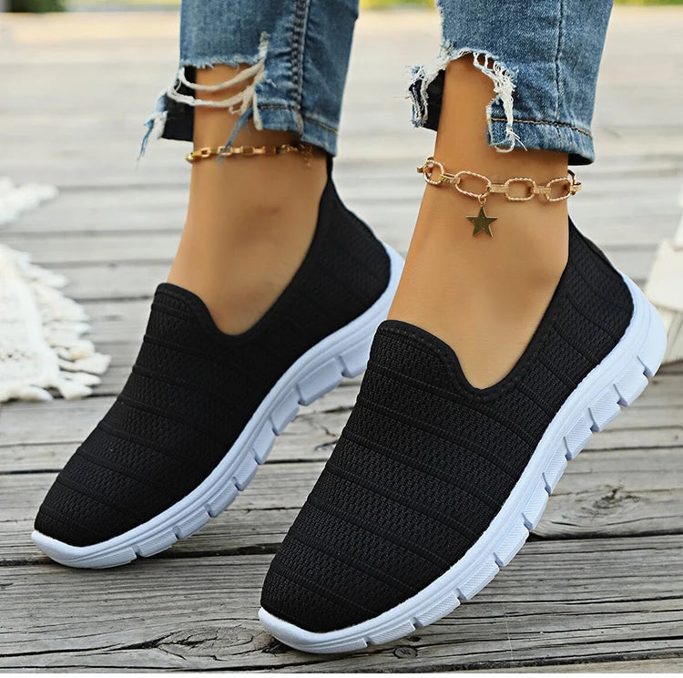 Sneakers Slip-On Mujer Blancos - Zapatillas Ligeras Sin Cordones Otoño