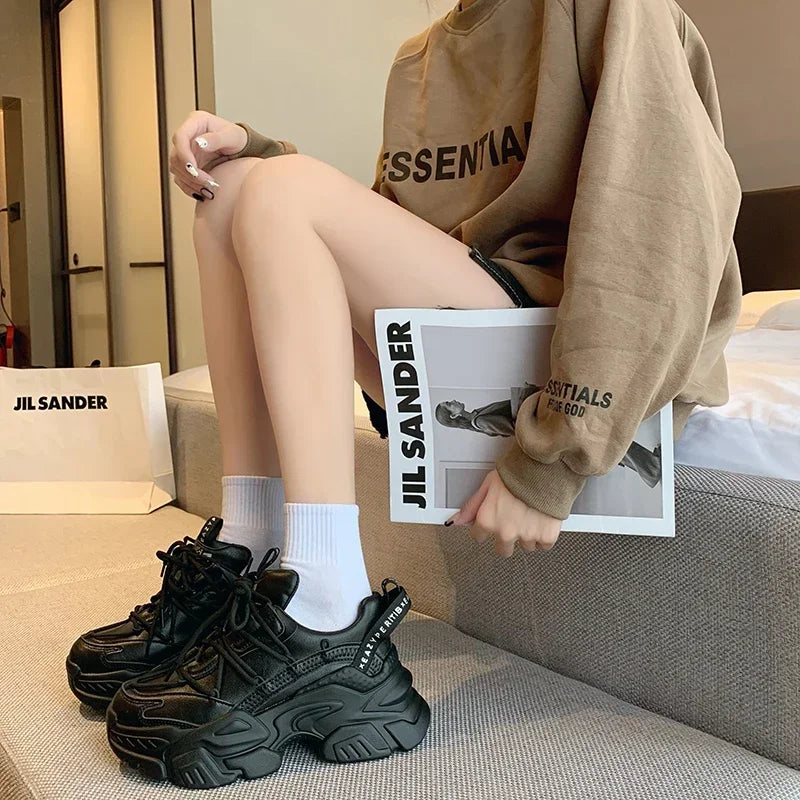 Sneakers Plataforma Chunky Mujer Blancos - Zapatillas Running Cómodas