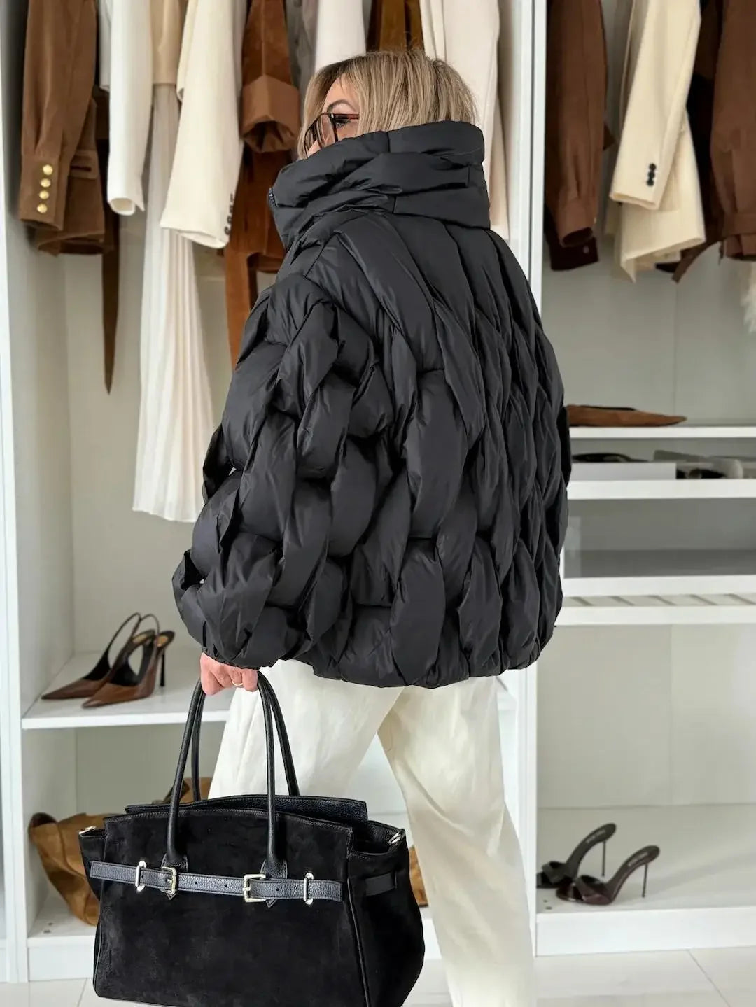 Abrigo Algodón Mujer Casual - Abrigo Cuello Alto Cremallera Corto Invierno