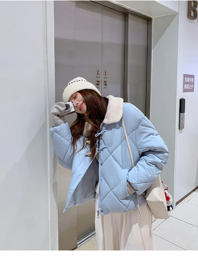 Chaqueta Algodón Mujer Tendencia - Chaqueta Estilo Chino Cuello Lana 2025