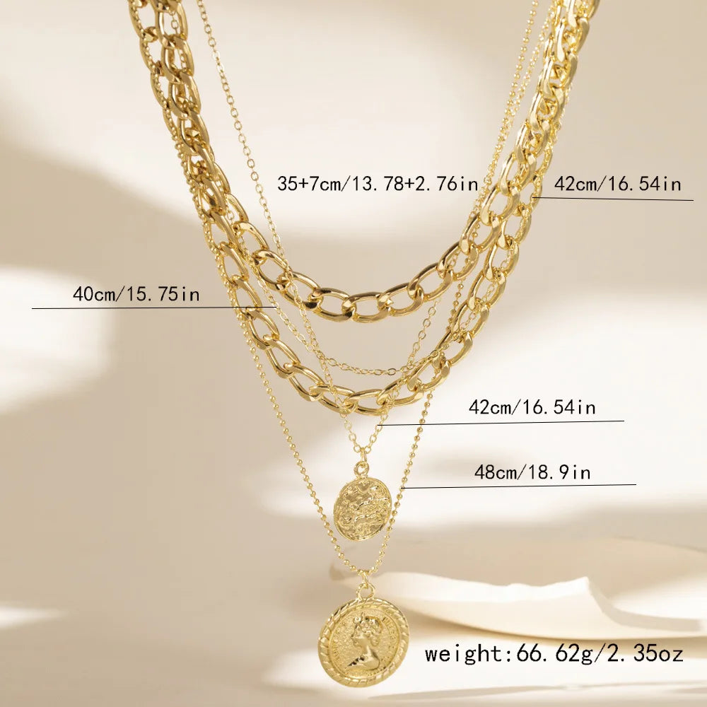 Collar Choker Multicapa Dorado Mujer - Cadena Gruesa Punk Hip-Hop