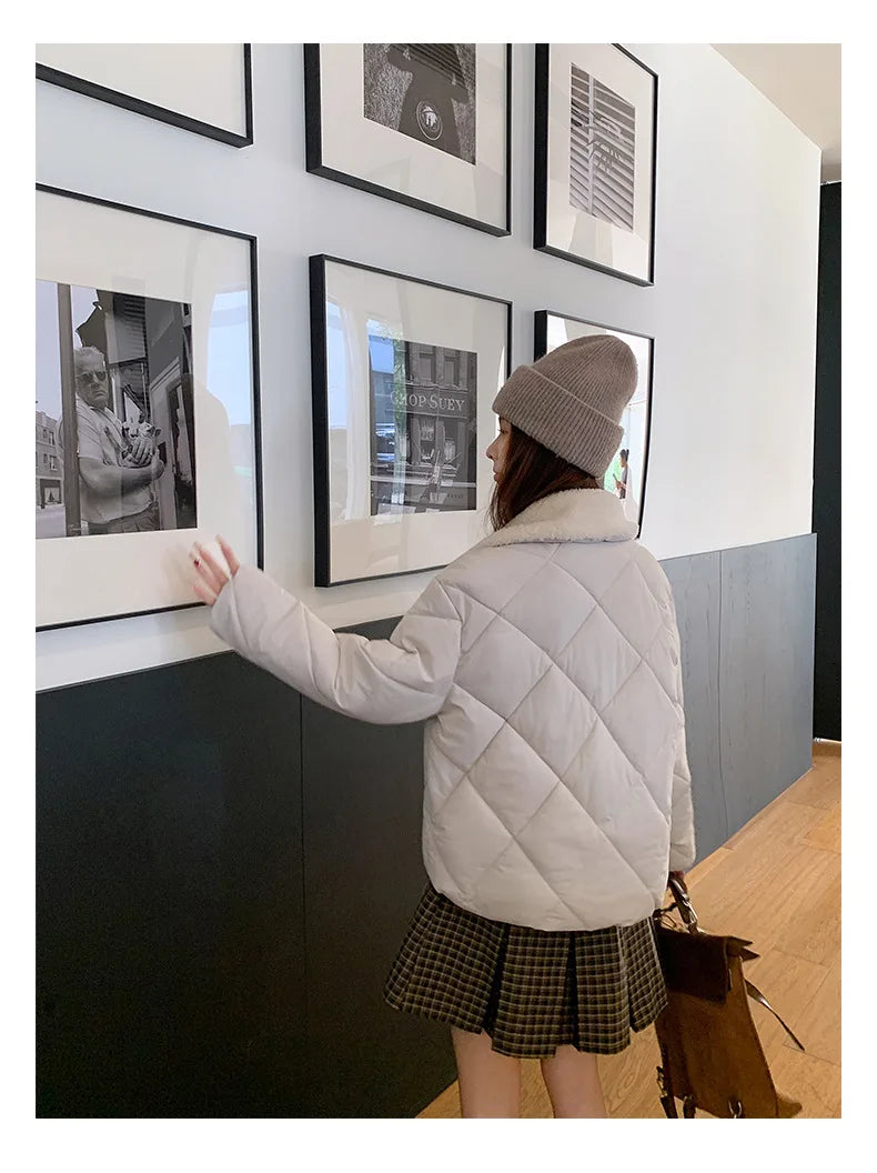 Chaqueta Algodón Mujer Tendencia - Chaqueta Estilo Chino Cuello Lana 2025