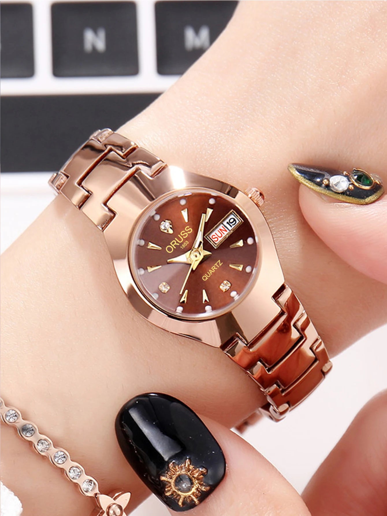 Reloj ORUSS para Pareja - Cuarzo Luxury Acero Inoxidable Resistente al Agua