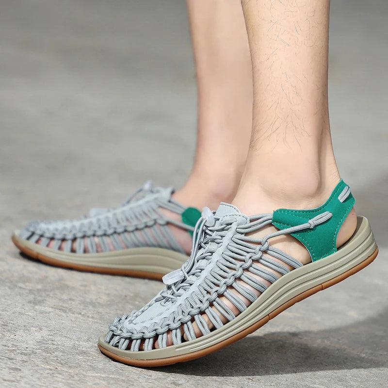 Sandalias Hombre Verano Tejidas - Outdoor Transpirables Slip-On Tallas Grandes