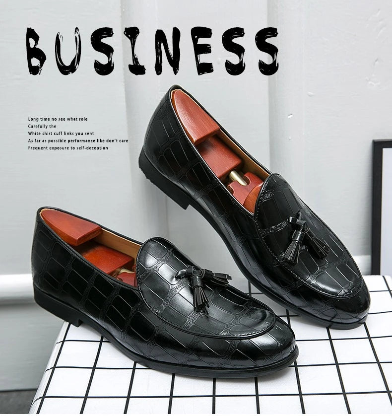 Zapatos Boda Hombre Loafers Borlas - Cuero Slip-On Vestir Business Estilo Británico Formal